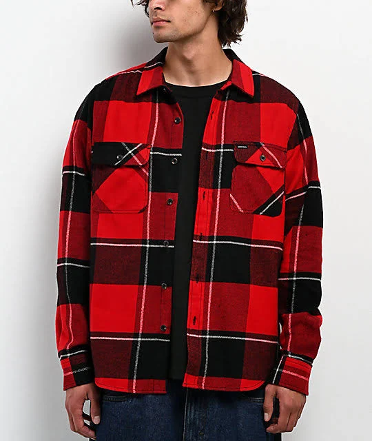 outerwear Brixton Bowery Red & Black Flannel Shirt Zumiez $39.99