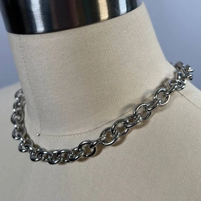 accessory Chunky Oversized Stainless Steel Chain Necklace Etsy - Seller $15.51