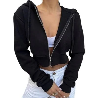 top Clearlove Women's Fleece Full Zip Up Cropped Hoodie Target $33.99