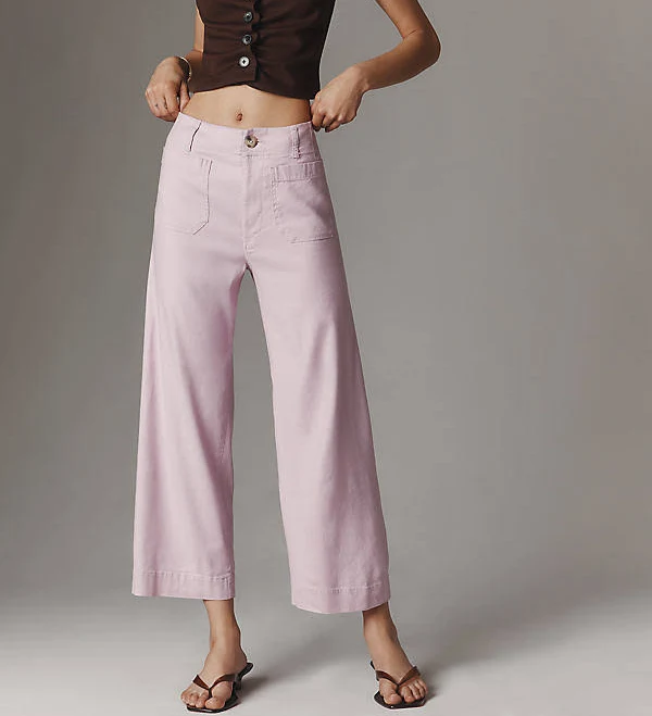 pants Colette European Linen Stretch Wide Leg Pants by Maeve in Purple, Size: 24 Tall at Anthropologie Anthropologie $138