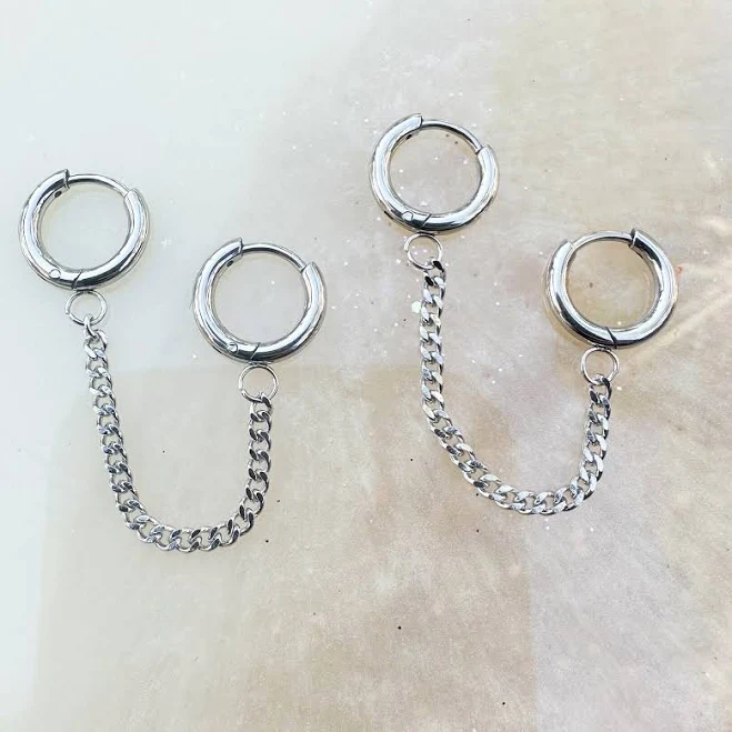 accessory Dainty Chain Hoop Earrings Etsy - IrisPiercingJewelry $12.56
