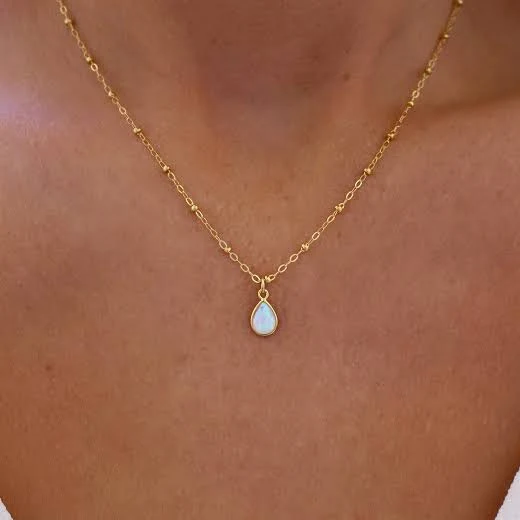 accessory Dainty Gold Opal Pendant Necklace Etsy - ShopErinMichele $52.7