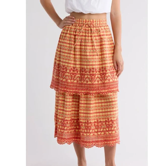 skirt Damson Madder Cosette Rara Tiered Organic Cotton Midi Skirt Nordstrom Rack $49.97