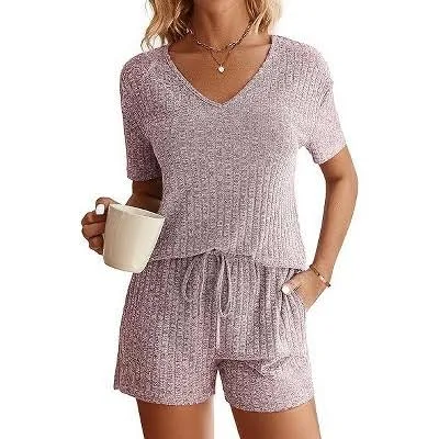 matching set Ekouaer Women's Ribbed Knit Lounge Sets with Pockets Target $29.09