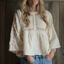 top Embroidered Peasant Top Lauren Liess $110