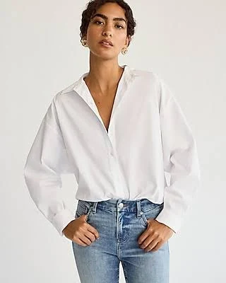 oversized shirt Express Women's Stretch Cotton Poplin Oversized Shirt Express $35