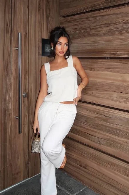 matching set Fashion Nova Lory Linen Sleeveless Wide Leg Pant Set Fashion Nova $27.99