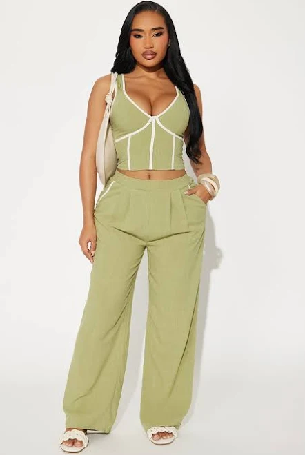 matching set Fashion Nova Sleeveless Linen Tank Top Wide Leg Pant Set Fashion Nova $29.99