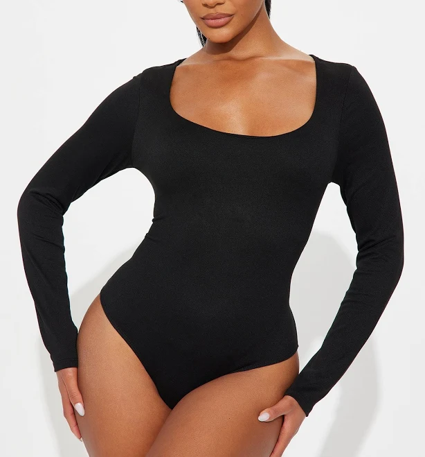 top Fashion Nova Women's Esme Scoop Neck Double Lined Long Sleeve Bodysuit Fashion Nova $7.48