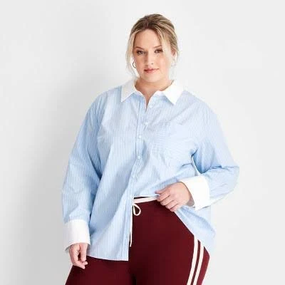 oversized shirt Future Collective Women's Oversized Striped Button-Down Shirt Target $30