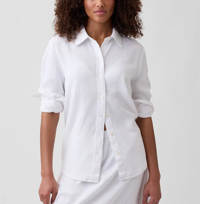 top Gap Women's Linen-Blend Easy Shirt Gap Factory $29.99