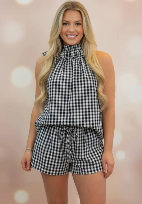 two piece set Gingham Halter Top & Shorts Set Vintage Dragonfly Boutique $46