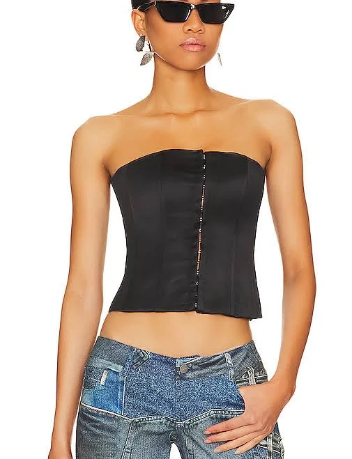 top GUIZIO Satin Corset REVOLVE $128