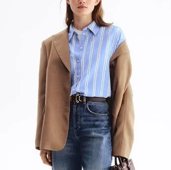 button down shirt H&M Ladies Oversized Linen-Blend Shirt H&M $39.99