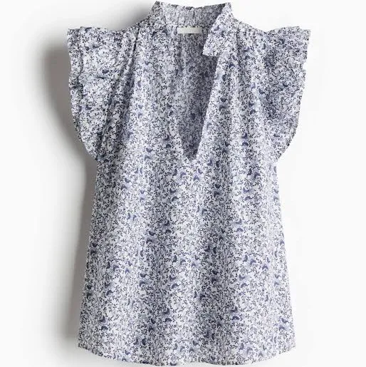 top H&M Ladies Ruffle-Trimmed Blouse H&M $17.99