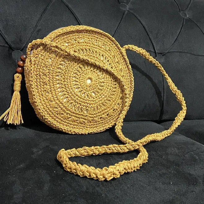 bag Handmade Woven Round Raffia Crossbody Bag Etsy - Seller $64.85