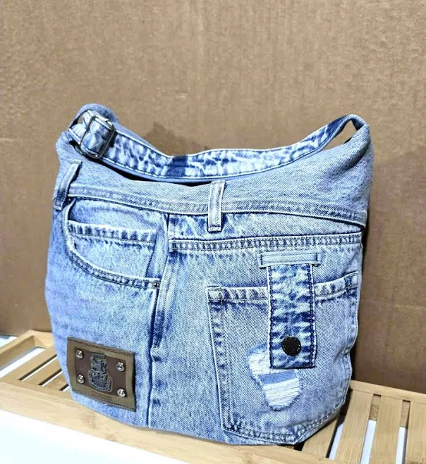 bag Hobo Multi Pocket Denim Crossbody Purse Etsy - Seller $88