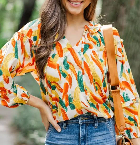 top Just for Fun Abstract Blouse The Mint Julep Boutique $44