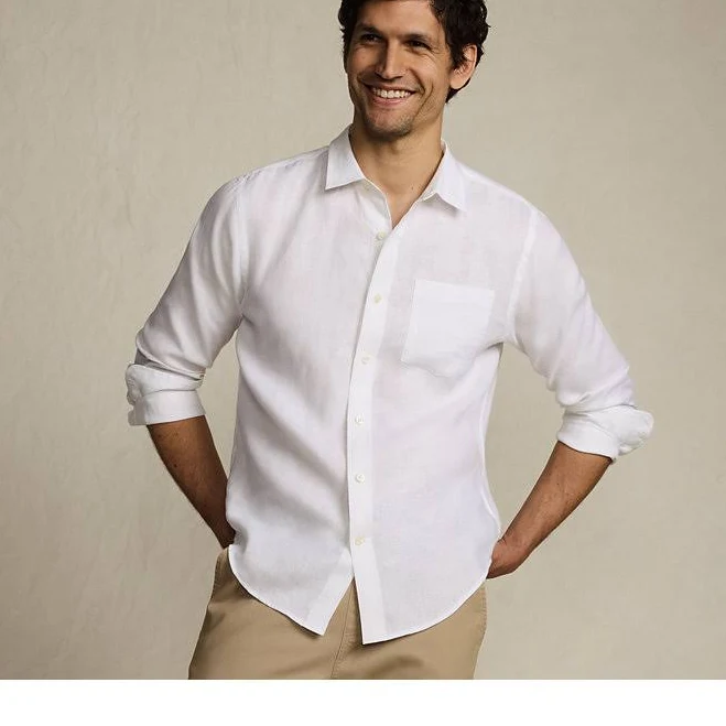 top Lands' End Men's Long Sleeve Linen Shirt Lands' End $53.97