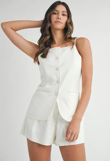 two piece set Linen Button Down Set TINK and POSH $89