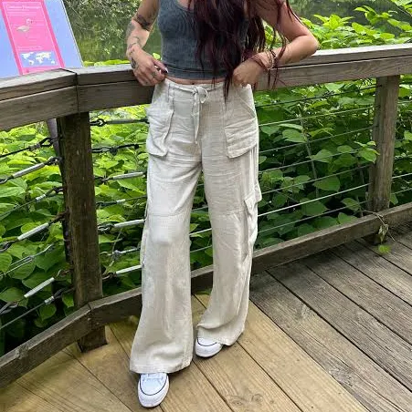 cargo pants Linen Cargo Pants Mystic Earth Boutique $55