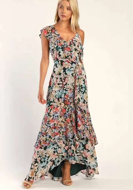 outfits Lulus Exclusive Floral Chiffon Maxi Dress Lulus $40