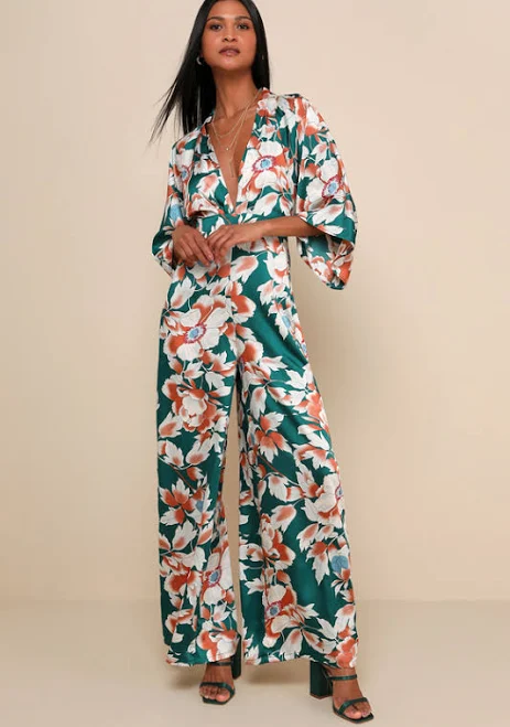 outfits Lulus Floral Print Wide-Leg Jumpsuit Lulus $79