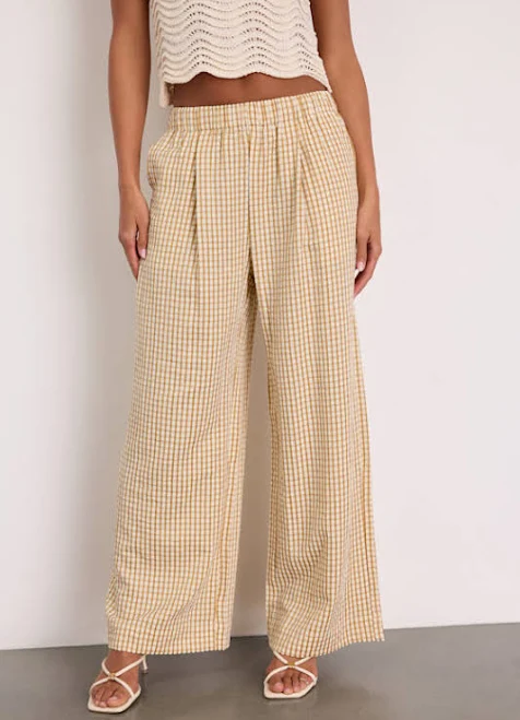 pants Lulus Mid-Rise Wide-Leg Gingham Pants Lulus $49