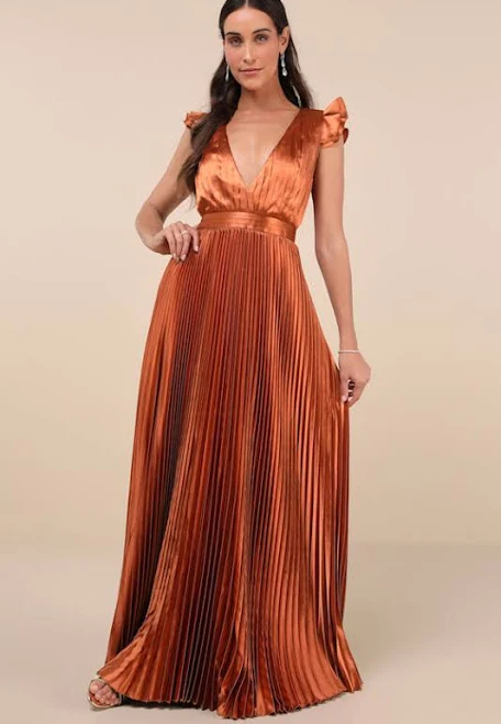 dress Lulus Satin Lace-Up Pleated Maxi Dress Lulus $45