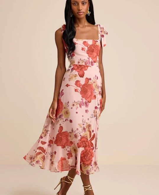 dress Lulus Tie-Strap Tiered Midi Dress Lulus $79