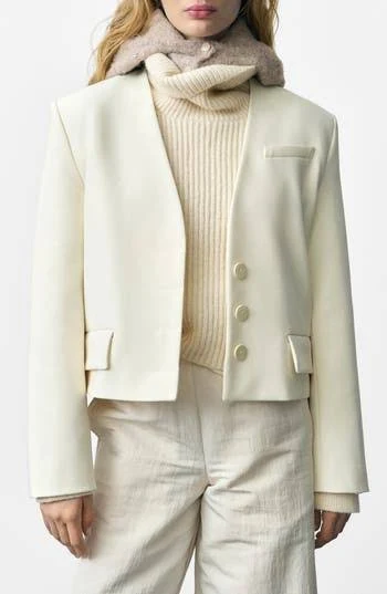 blazer MANGO Women's Jeanne Structured Cropped Blazer Nordstrom Rack $69.27