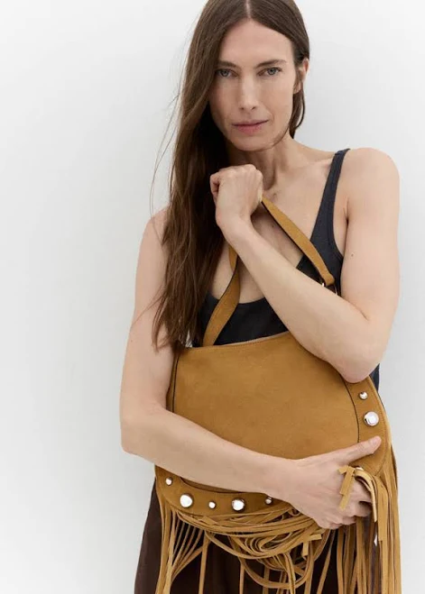 bag MANGO Women's Studded Fringe Suede Bag shop.mango.com $145.99