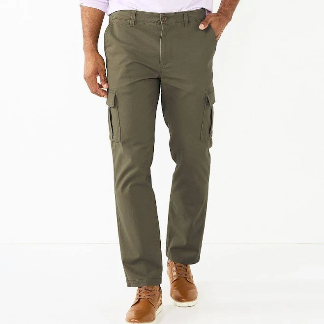 cargo pants Men's Sonoma Goods For Life Straight-Fit Flexwear Cargo Pants, Size: 34X34, Olive Green Kohl's $26.24