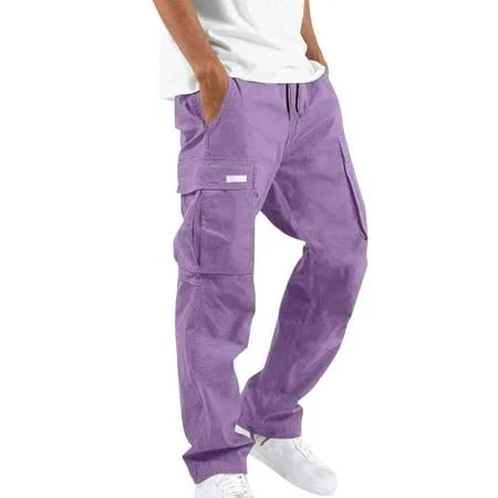 cargo pants Men's Straight Leg Cargo Pants with Multiple Pockets and Drawstring Walmart - New Thread Apparel $25.39