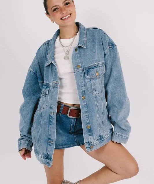 outerwear Midtown Oversized Denim Jacket Grey Bandit $74