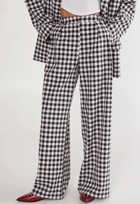 gingham Nasty Gal Women's Gingham Tailored Wide Leg Pants Nasty Gal - US $66