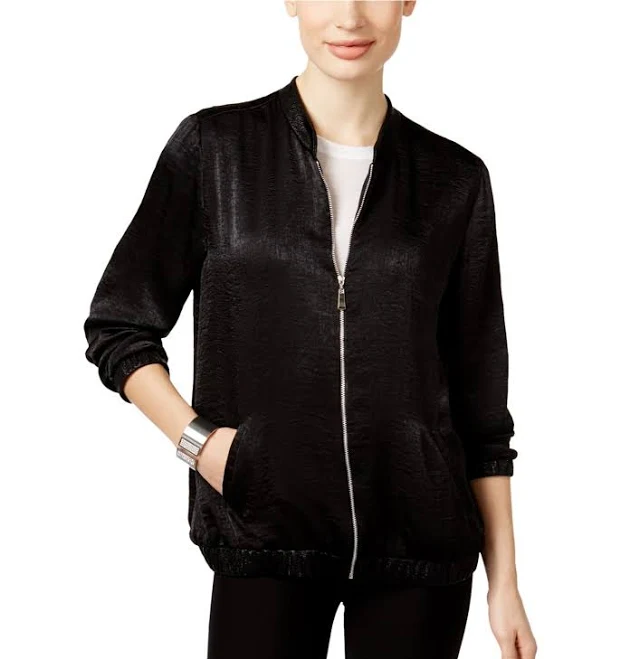 outerwear NY Collection Women's Metallic Zip Up Jacket eBay - tags_weekly $21.99