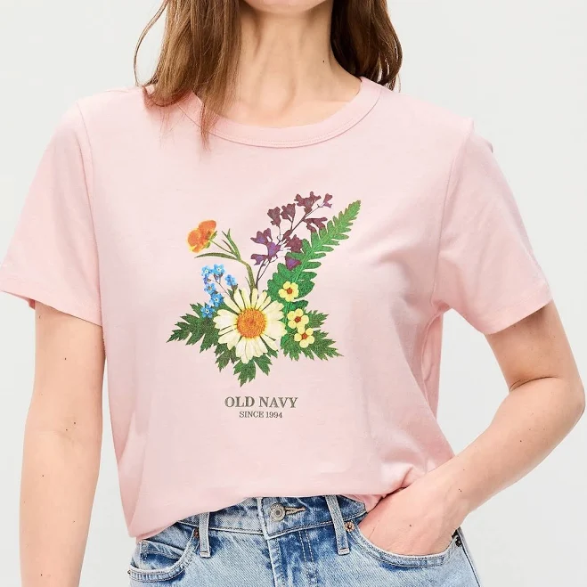 top Old Navy Women's Everywear Crew-Neck Logo-Graphic T-Shirt Old Navy $8.49