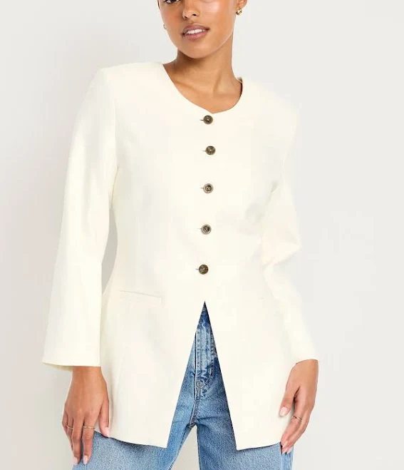 blazer Old Navy Women's Fitted Long Blazer Old Navy $29.99
