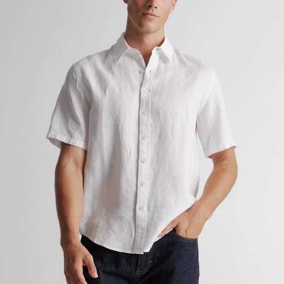 matching set Quince Men's Relaxed European Linen Short Sleeve Shirt Quince $34