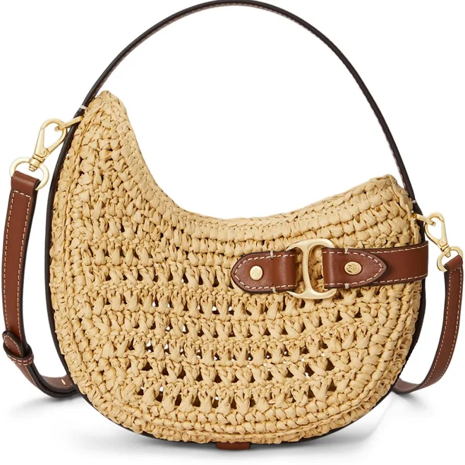bag Ralph Lauren Women's Tasha Woven Straw Crossbody Bag Macy's $206.5