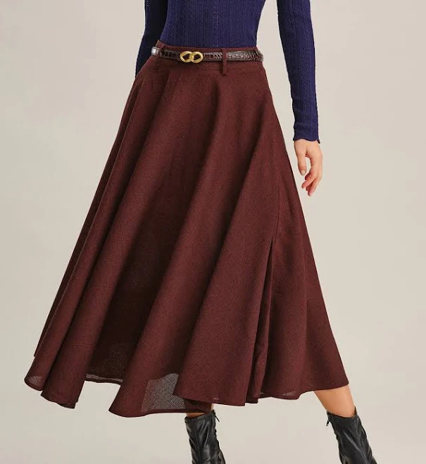 skirt Rihoas Women's A-Line Pocket Midi Skirt Rihoas $19.99