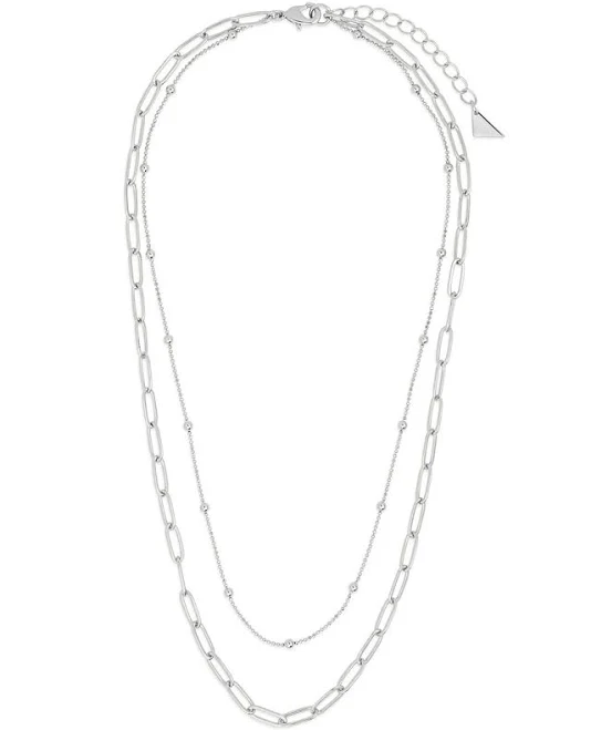 accessory Sterling Forever Leah Beaded Paperclip Layered Chain Necklace Gilt.com $25.99