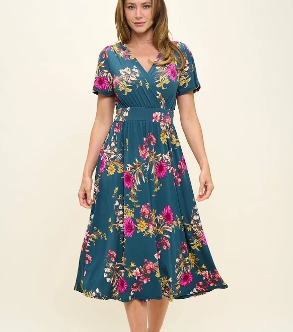 dress West K Women's Candace Flutter Sleeve Faux-Wrap Midi Dress West K $54