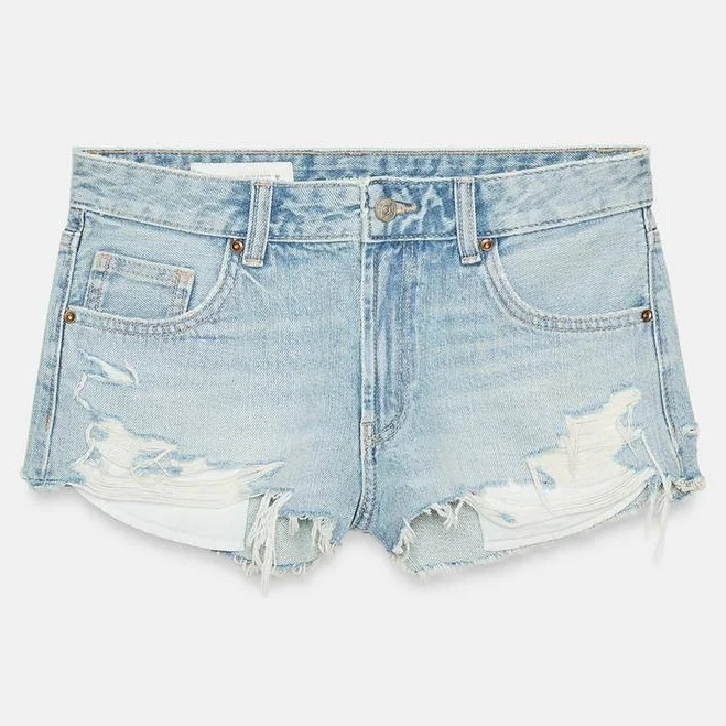 bottoms Woman Zara Ripped Mid-Rise Trf Denim Shorts Zara USA $45.9