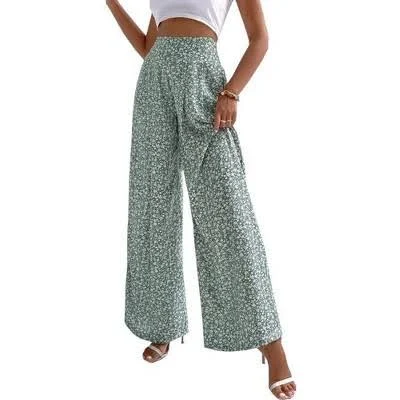 pants Women's Casual Smocked Wide Leg Floral High Waist Pants Target $44.99