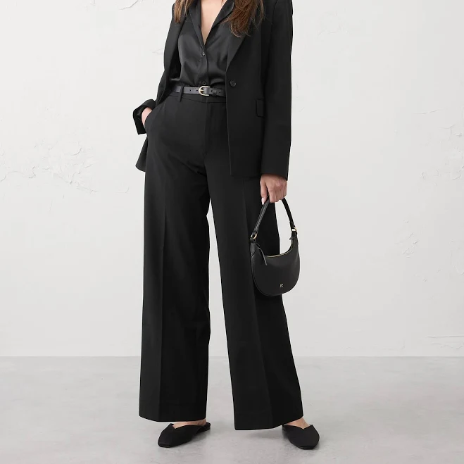 bottoms Women's High-Rise Wide-Leg Sculpted Trouser Banana Republic Factory $66