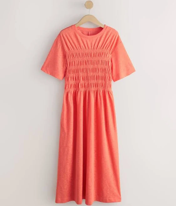 dress Women's Shirred Short Sleeve T-Shirt Midi Dress Next USA $71