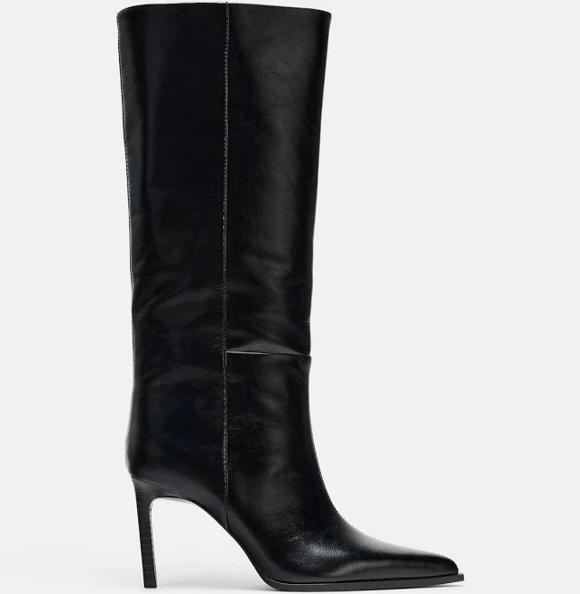 shoes Zara Women's Heeled Leather Boots Zara USA $189