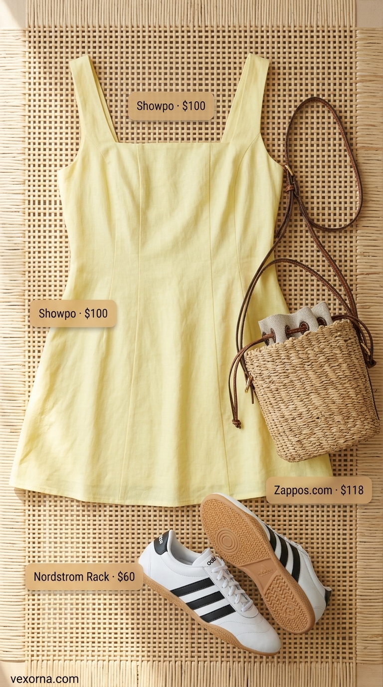 Citrus pop mini dress for Summer Dopamine Dressing Outfits 2026. Lemon yellow dress for brunch & casual dates.